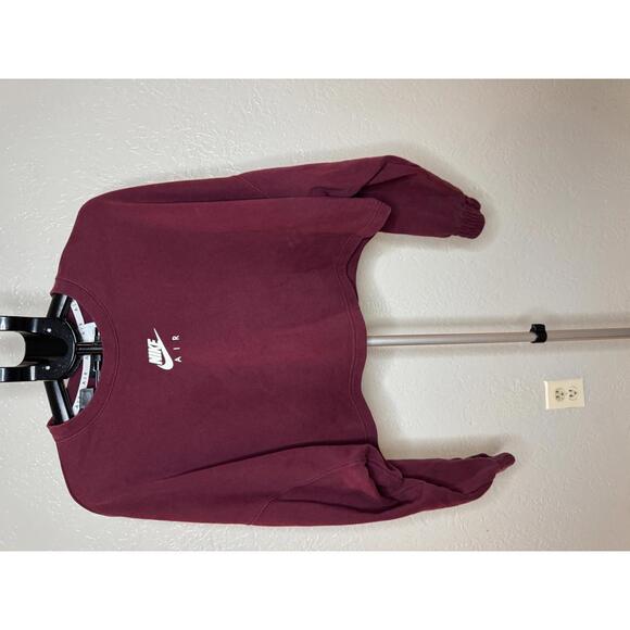 Nike Tops - Nike Women's Cropped Crew Sweatshirt - Burgundy with White Logo